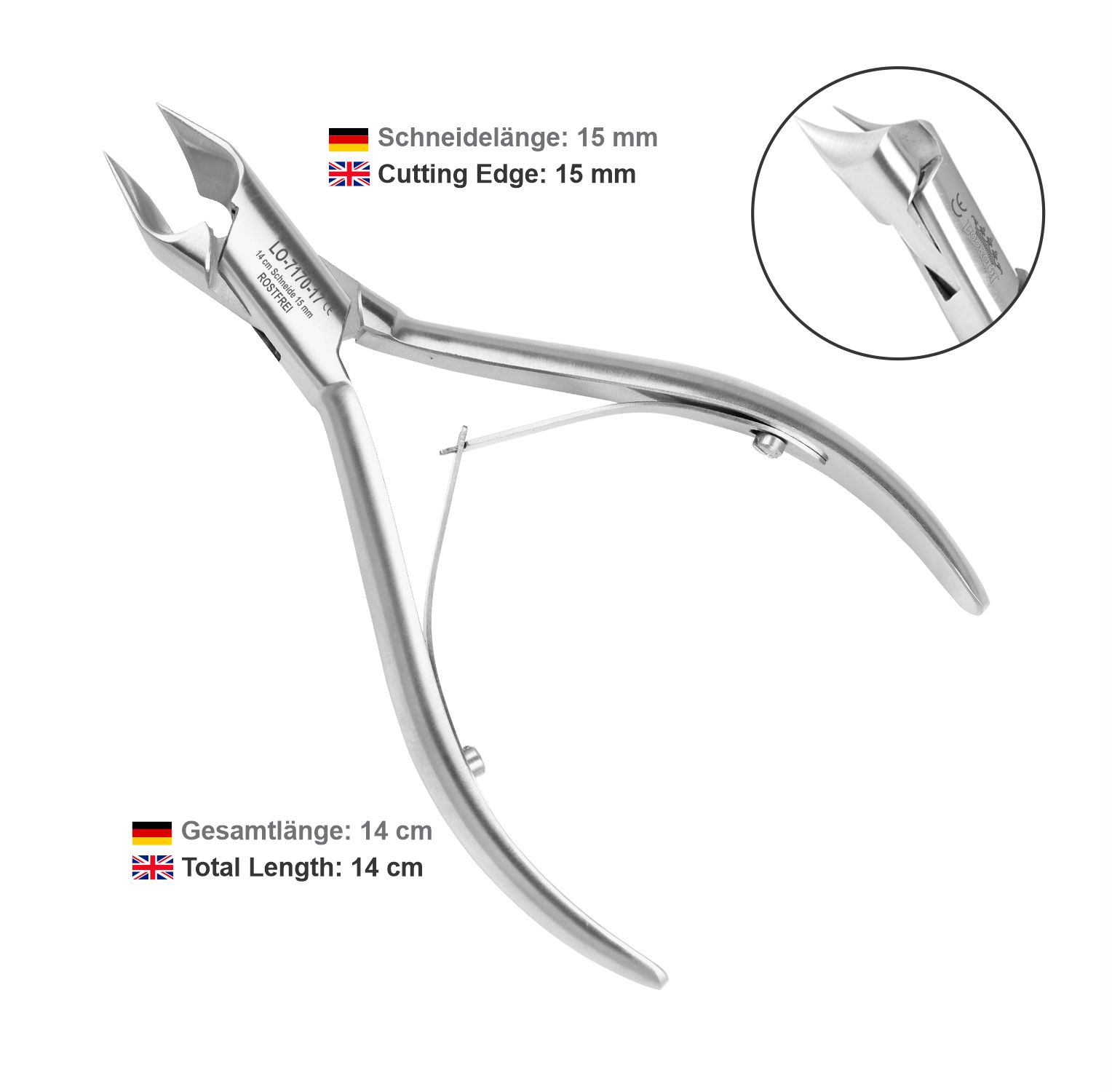 Head Cutter (Nail Pliers) - half blade 14 cm / 17mm, without back lock - Image 6