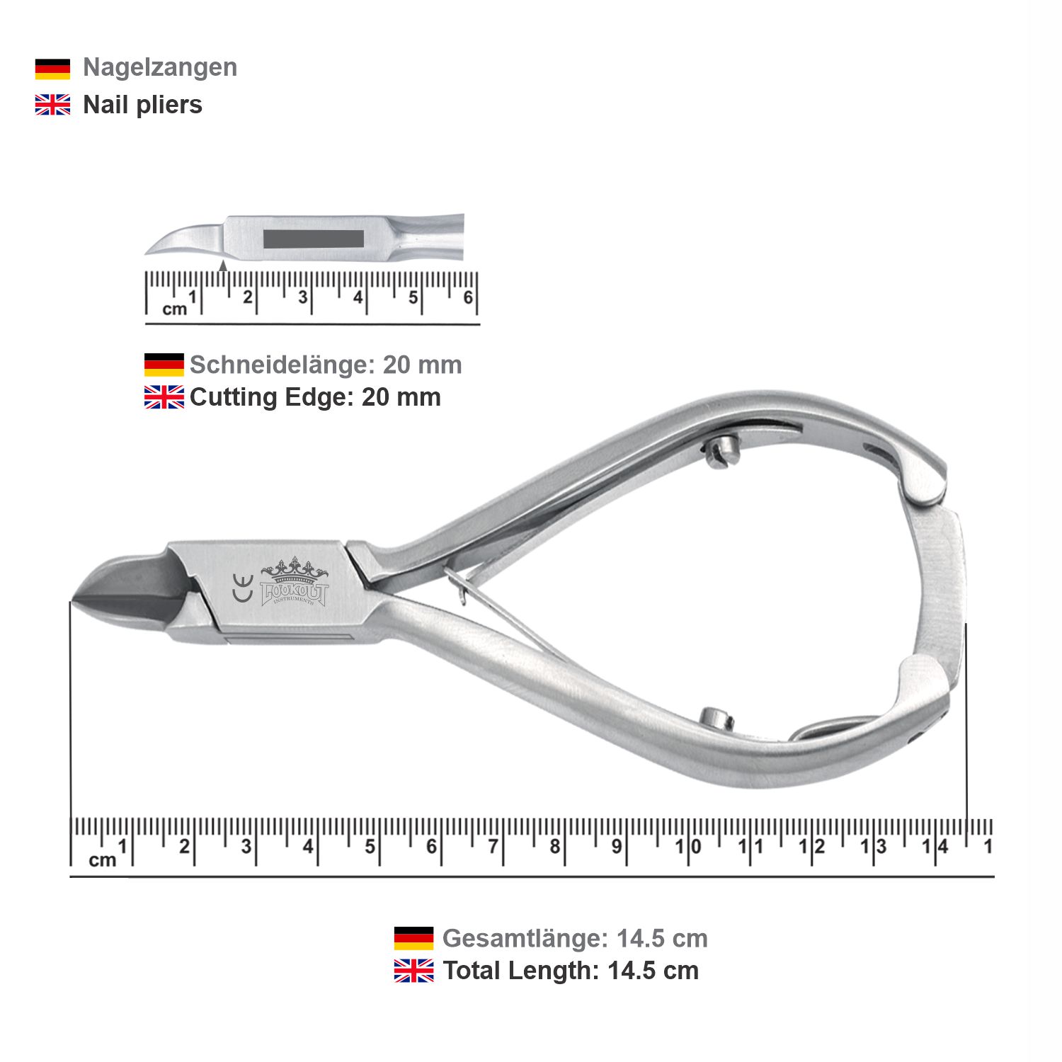 Nail Pliers - curved blade - slim - 14 cm / 20 mm - Image 4