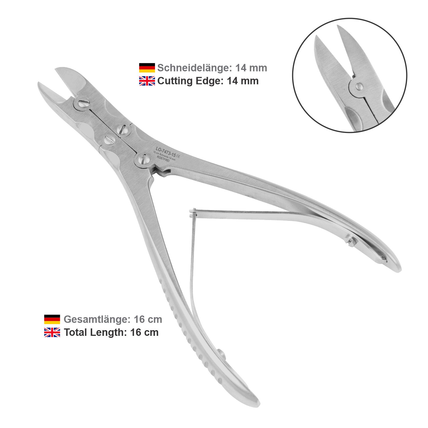 Nail Pliers - double action - (straight blade) 16 cm - Image 6