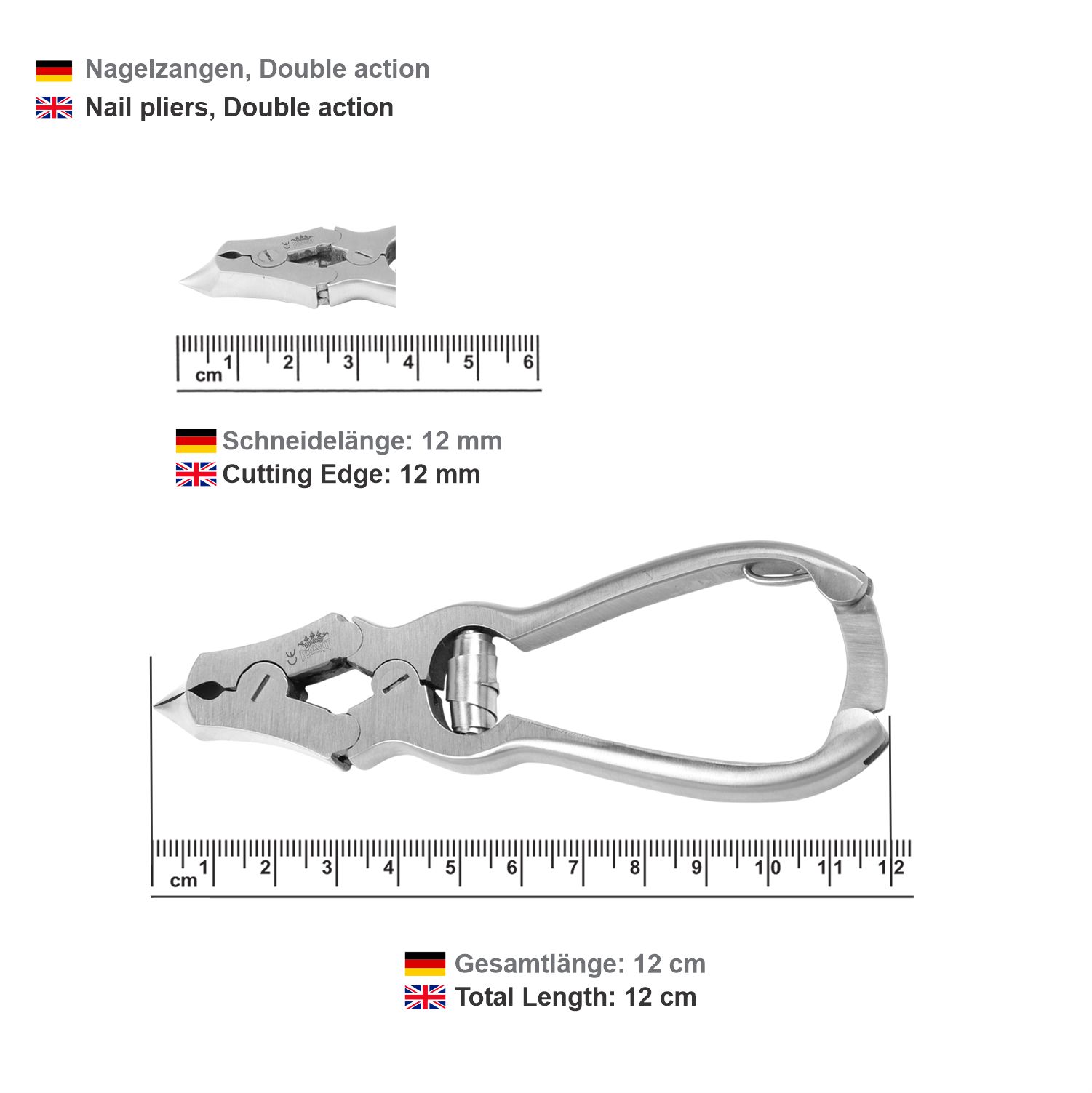 Nail Pliers - double action - (half head shape) 12 cm - Image 4