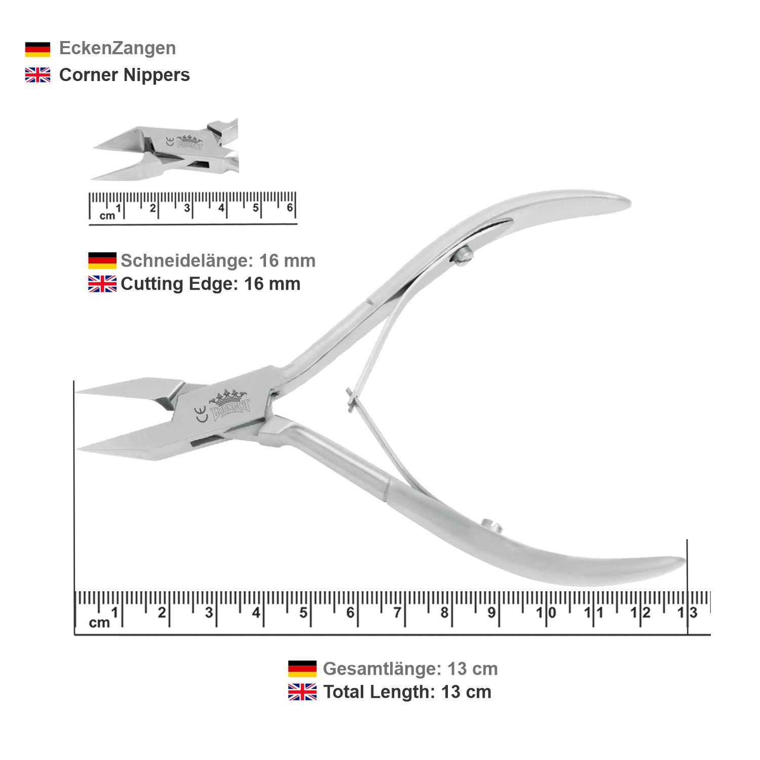 Corner Nippers - tower shaped, pointed - 13 cm / 16 mm - Image 4