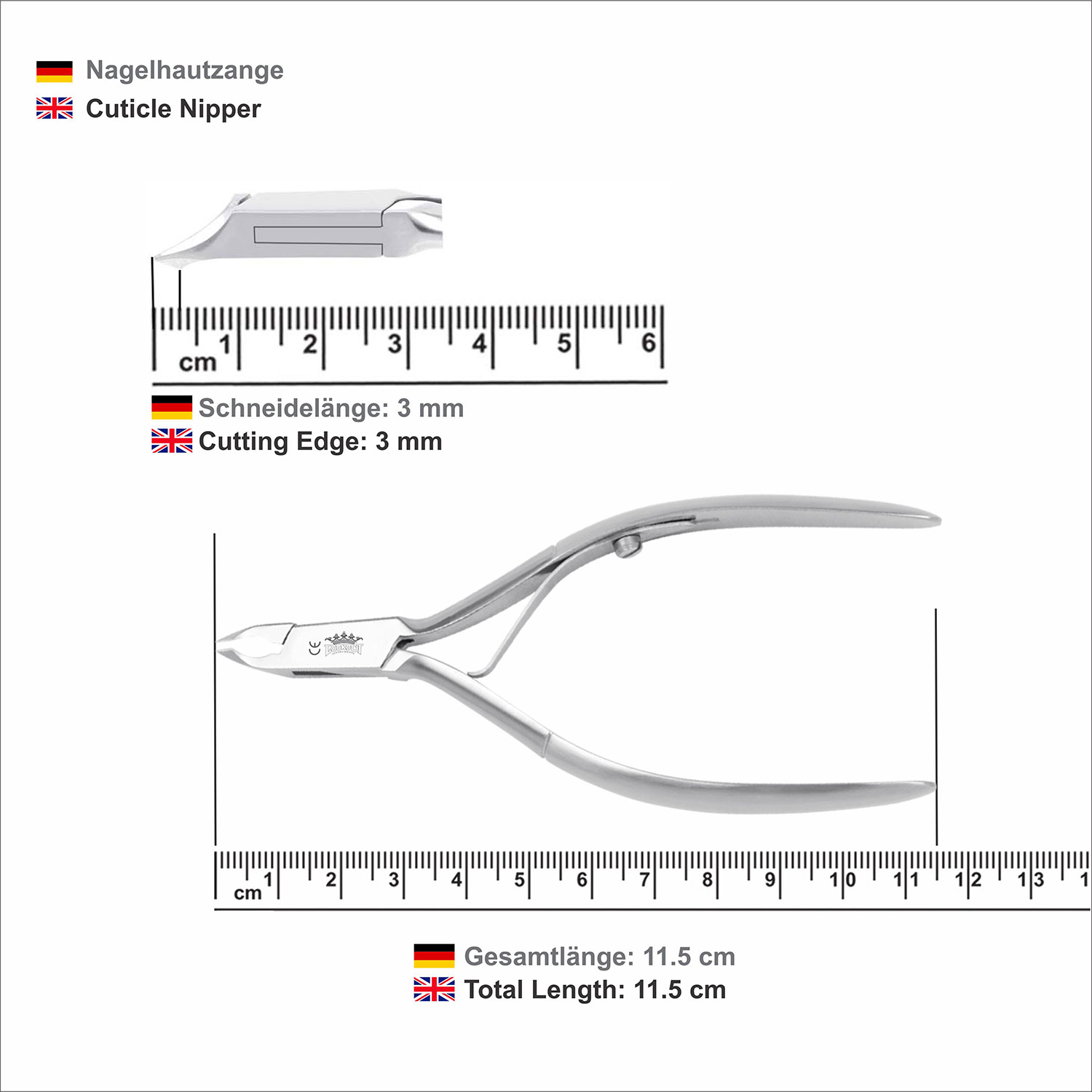 Cuticle Nipper - 11.5 cm / 3 mm (with single spring) - Image 4