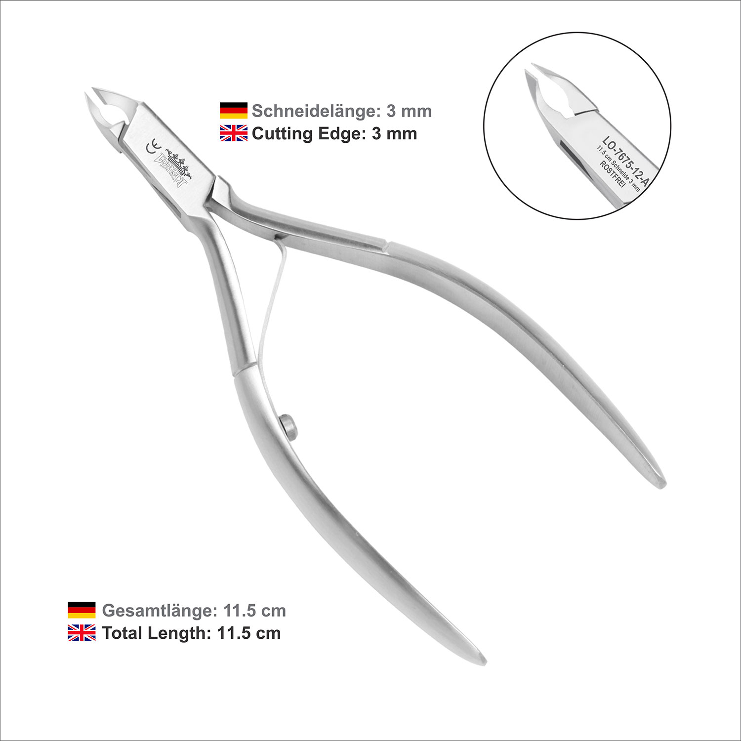 Cuticle Nipper - 11.5 cm / 3 mm (with single spring) - Image 7