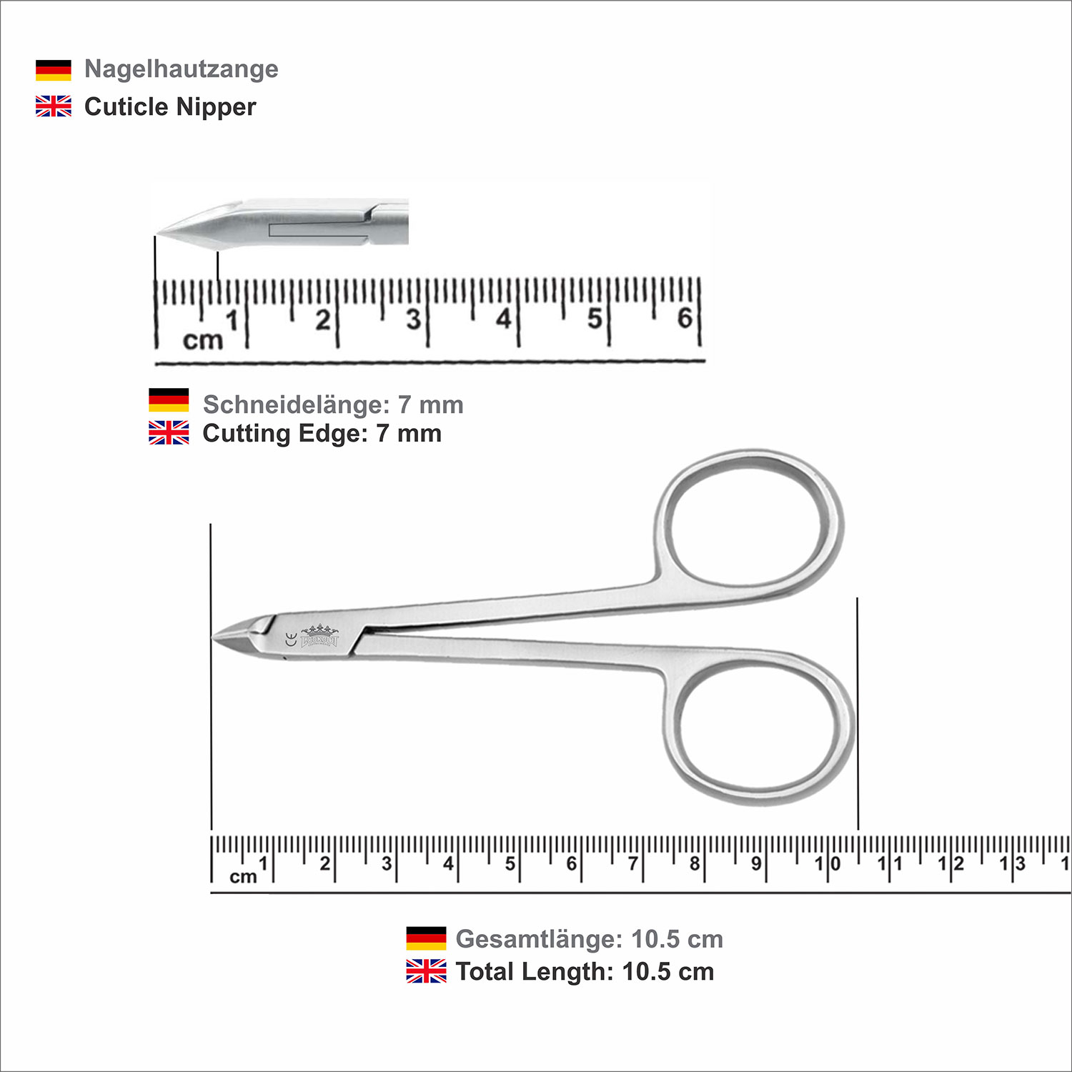 Cuticle Nipper with Scissor Handle - 10.5 cm / 7 mm (Curved) - Image 4