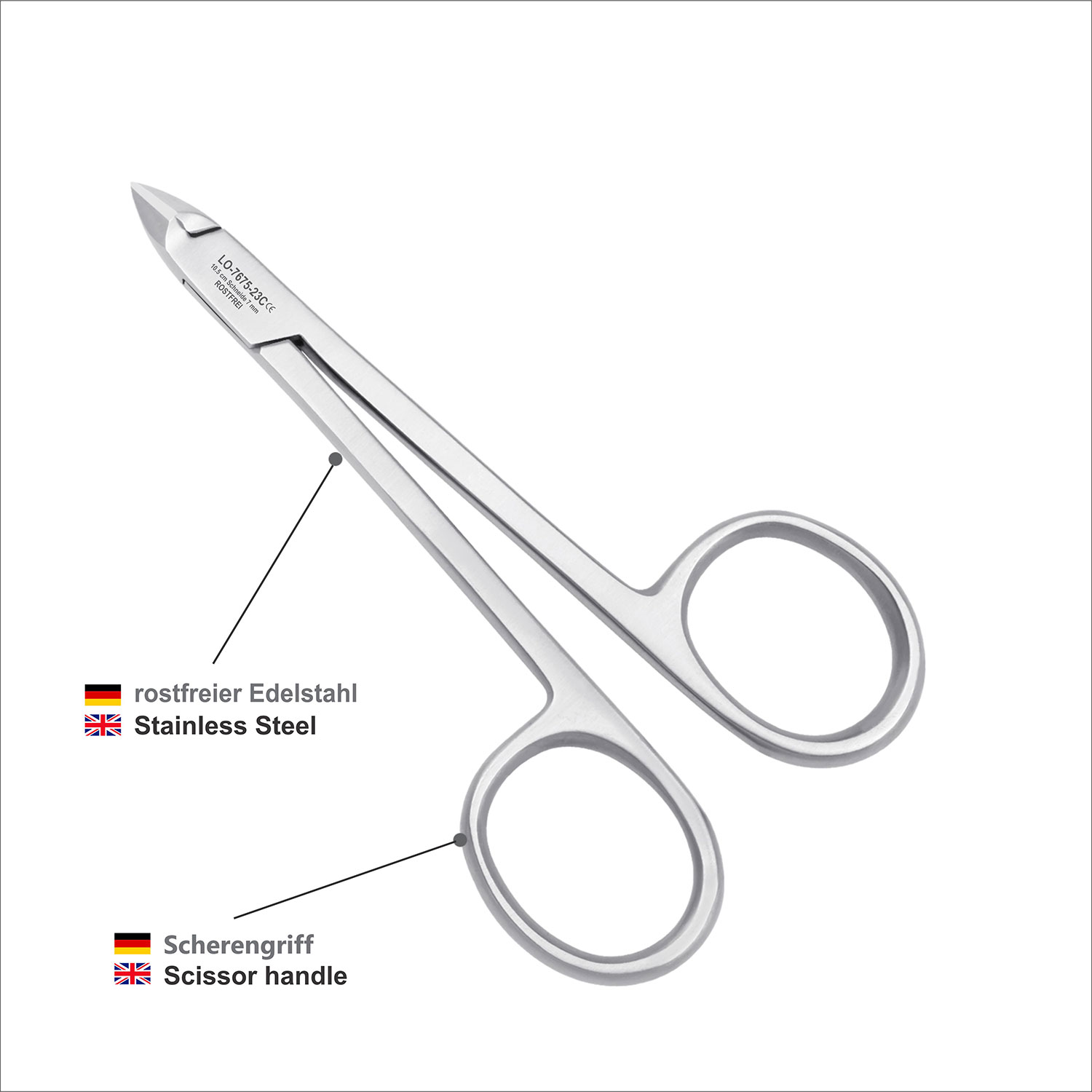 Cuticle Nipper with Scissor Handle - 10.5 cm / 7 mm (Curved) - Image 5