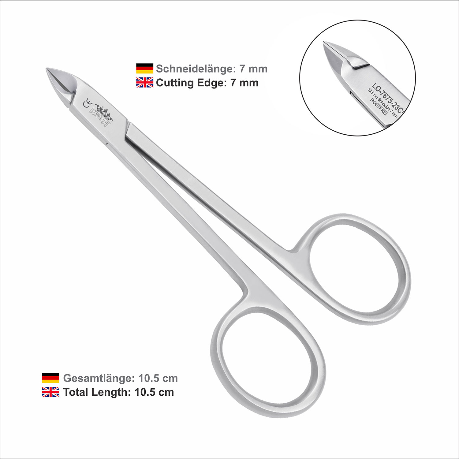 Cuticle Nipper with Scissor Handle - 10.5 cm / 7 mm (Curved) - Image 6