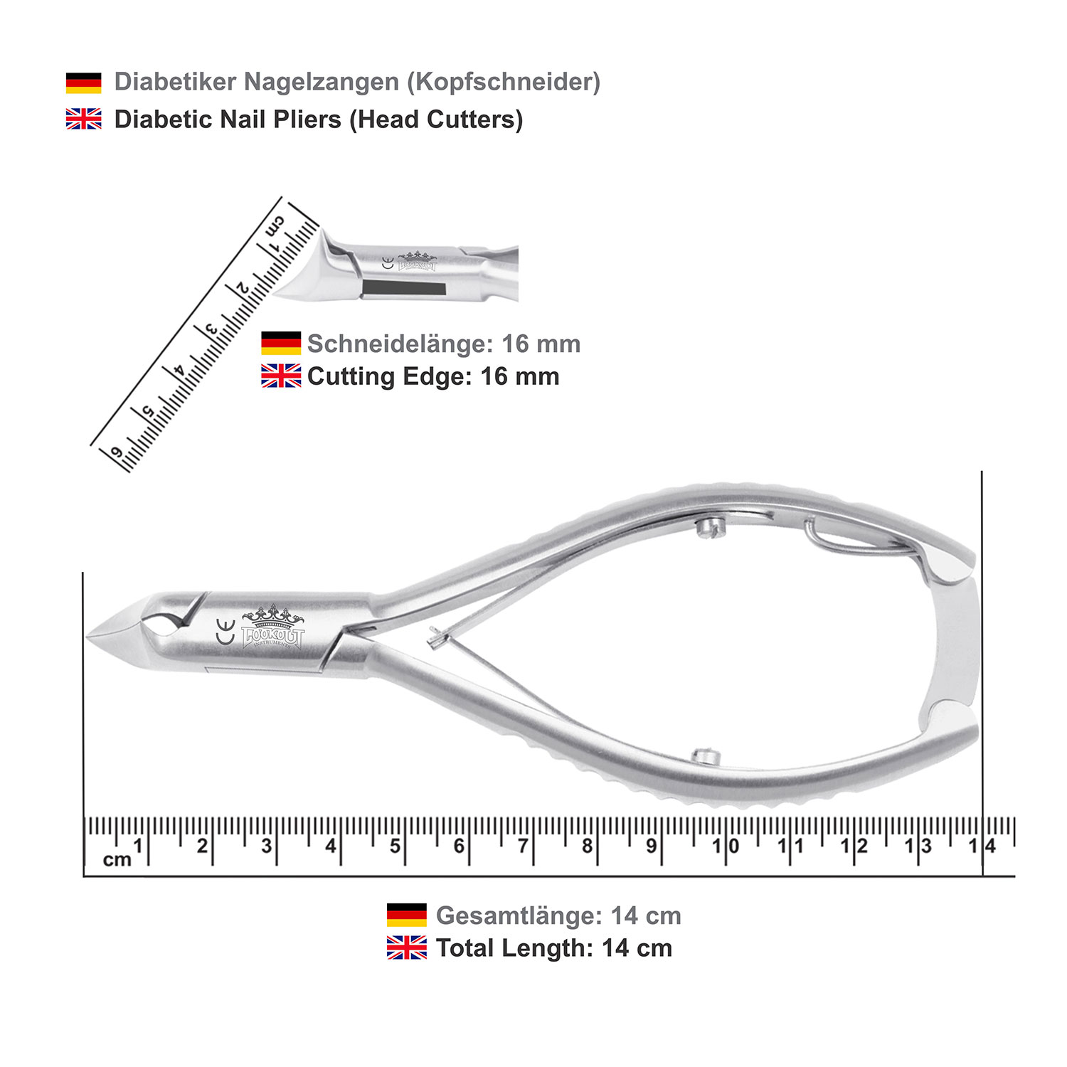 Diabetic Head Cutter - full and short blade - 14 cm / 16 mm - Image 4