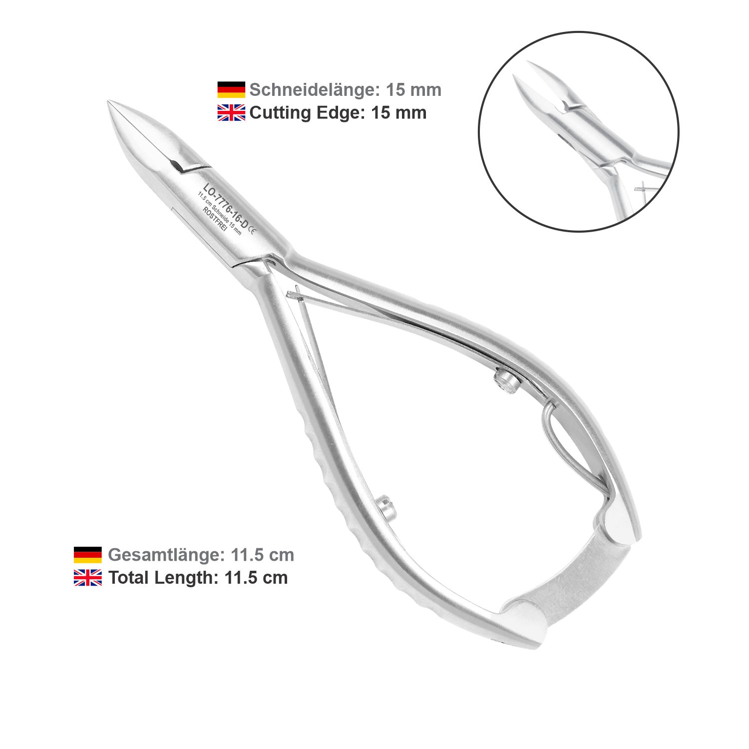 Diabetic Nail Pliers - curved blade - 11.5 cm - with back lock - Image 6