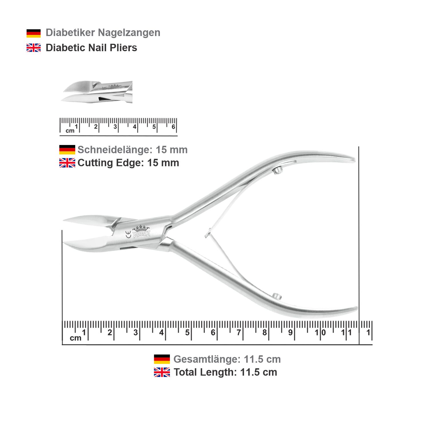 Diabetic Nail Plier - curved blade - 11.5 cm - without back lock - Image 4