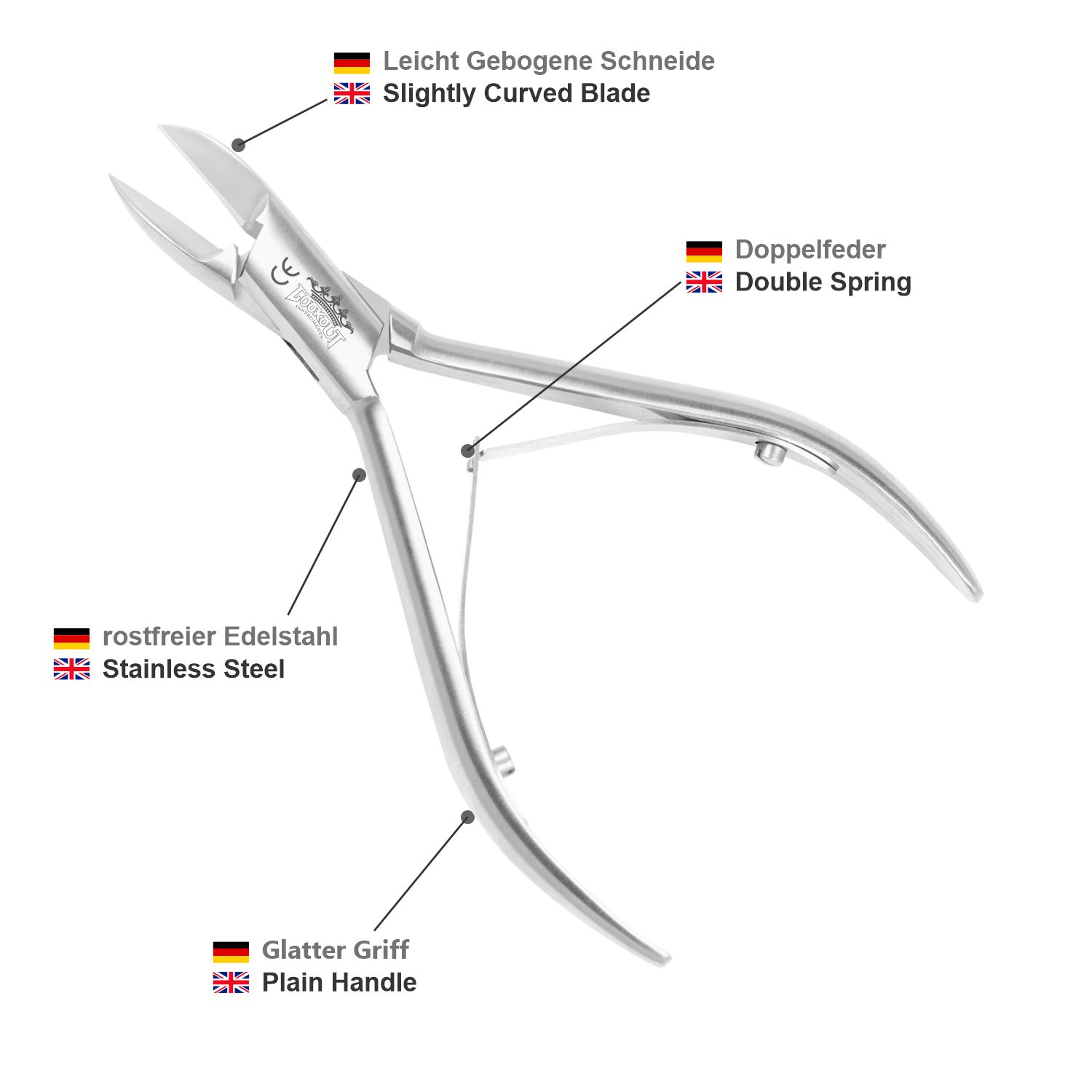 Diabetic Nail Plier - curved blade - 11.5 cm - without back lock - Image 5