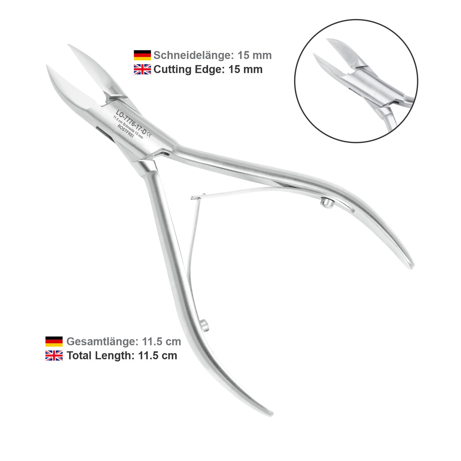 Diabetic Nail Plier - curved blade - 11.5 cm - without back lock - Image 6