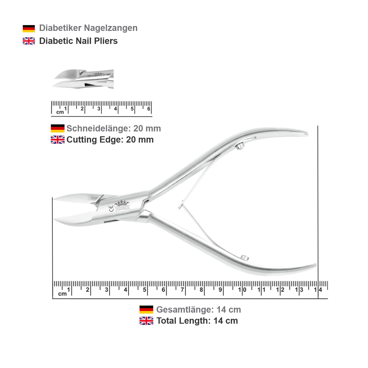 Diabetic Nail Plier - curved blade - 14 cm - without back lock - Image 4