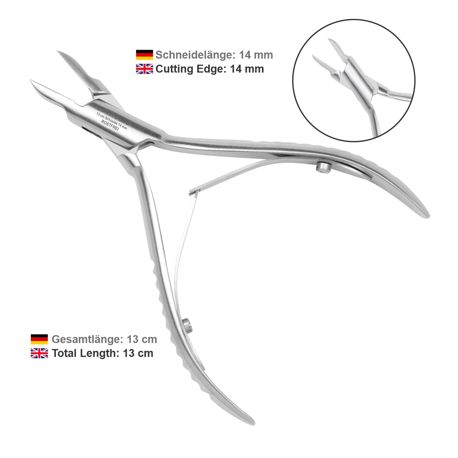 Diabetic Corner Nipper - flame shaped - 13 cm - Image 6